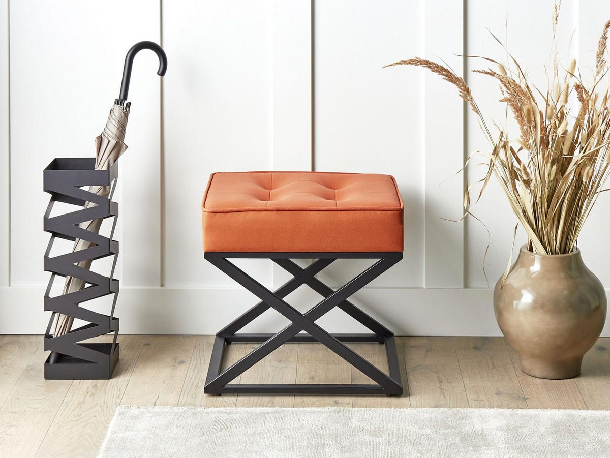 HOCKER Orange Murdo - Schwarz/Orange, Kunststoff (47/43/40cm) - Beliani