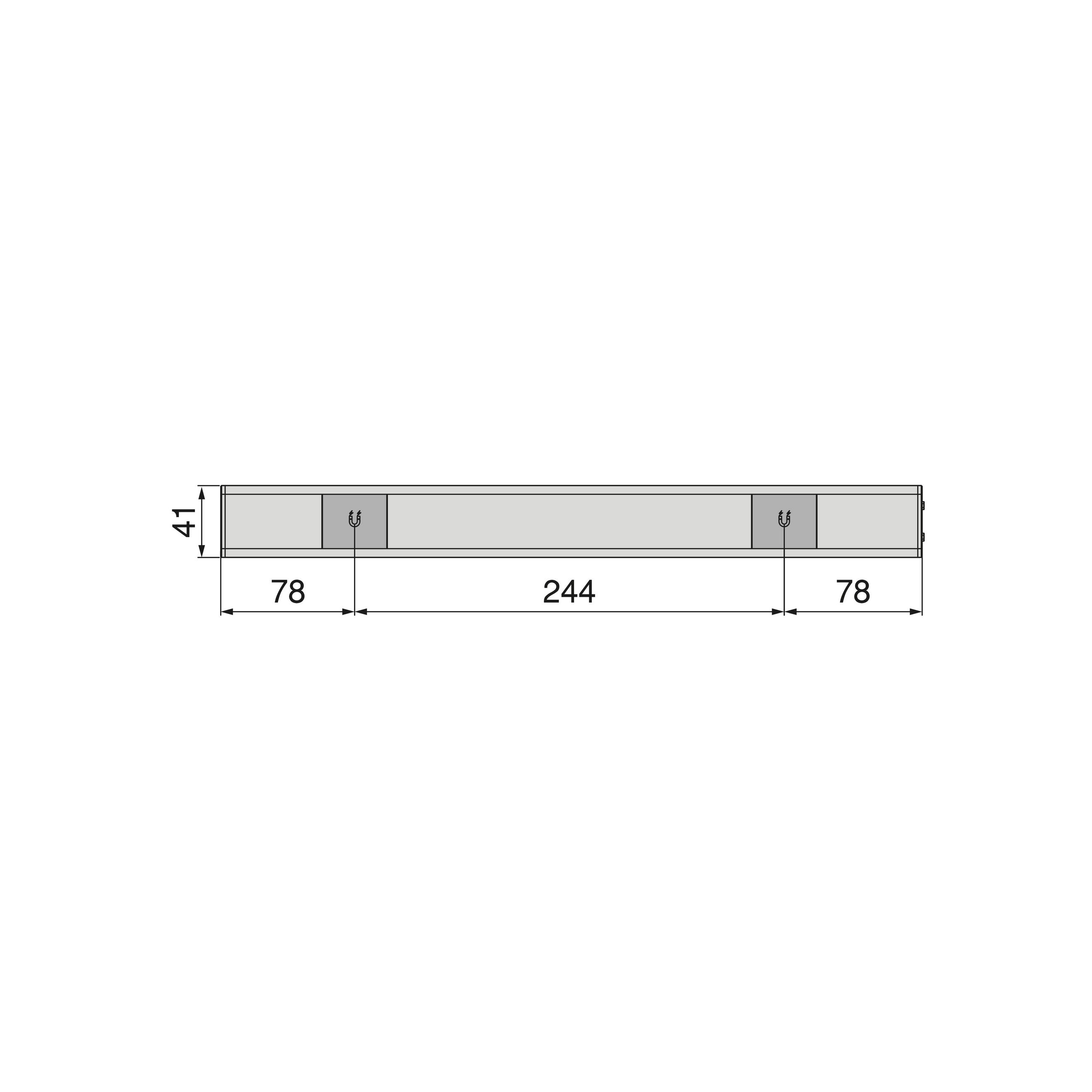 LED-WANDLEUCHTE Kaus Black, USB wiederaufladbar, mit Bewegungssensor, L400mm, Kunststoff und Aluminium, Schwarzer Metallic-Lack - Schwarz, Kunststoff (4.1/2/40cm) - EMUCA