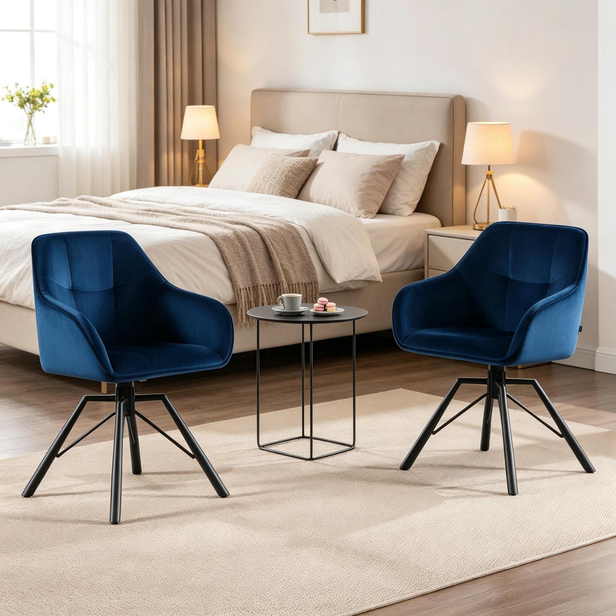 ARMLEHNSTUHL-SET DE-36126 2 Stück drehbar Grau - Blau, Metall (54/82.5/57cm) - ComfortXL