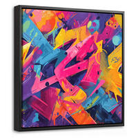 LEINWAND Bilder mit Rahmen - Abstrakt - Formen - Farbenfroh - 20x20 - Magenta, Textil (20/20cm) - MuchoWow