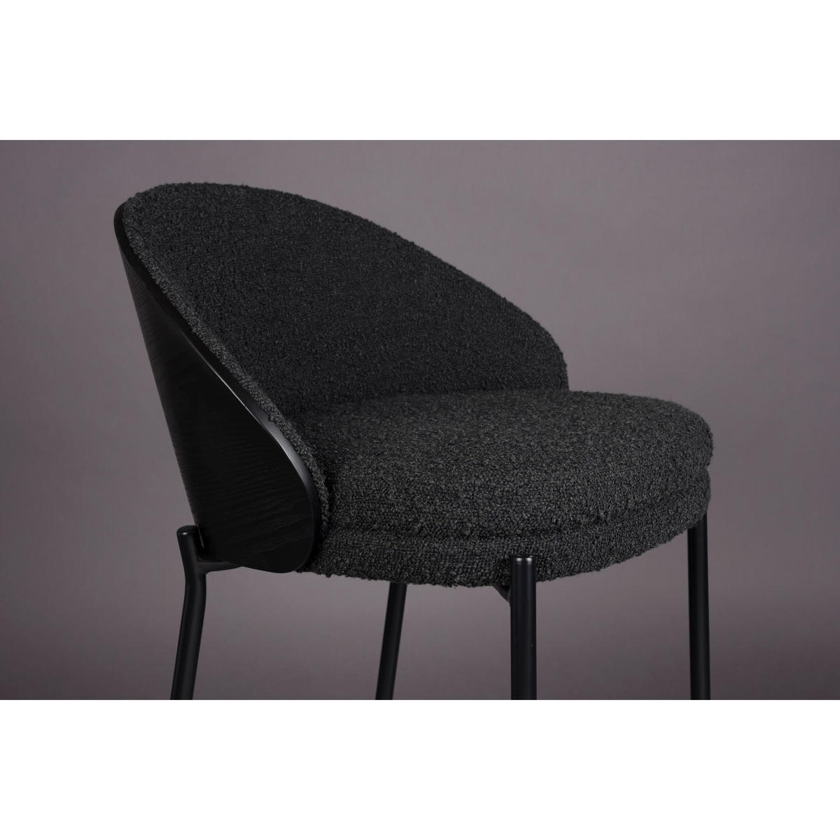 BARHOCKER Rodin Rückenlehne 65 cm Bouclé Schwarz - 2 er Set - Schwarz, Kunststoff (53/87/50cm) - Dutchbone