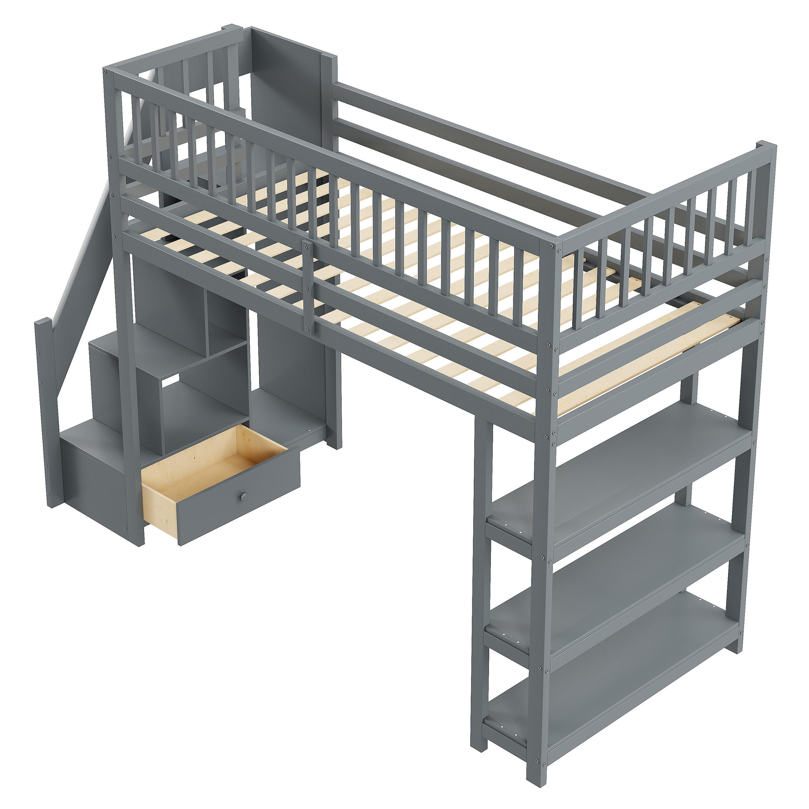 HOCHBETT 90x200 cm Schrank Regal grau - Grau, Holz (90/200cm) - LEBENLANG