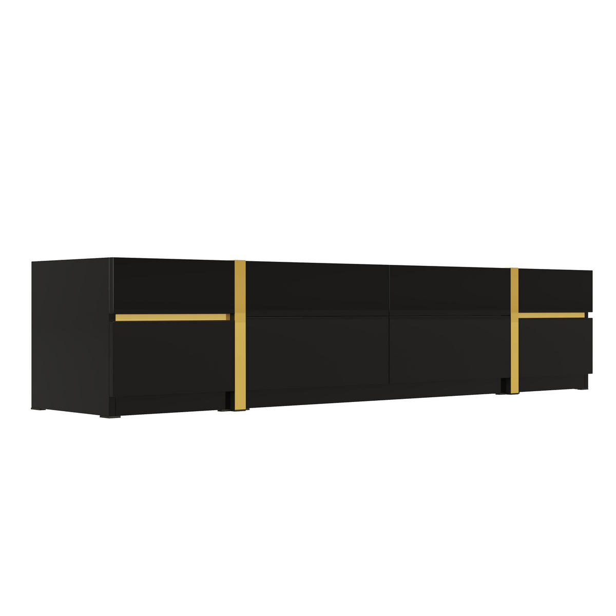TV-ELEMENT 180/40/38 cm Schwarz mit 4 Schubladen - Schwarz, Holz (180/38/40cm) - Oxeza