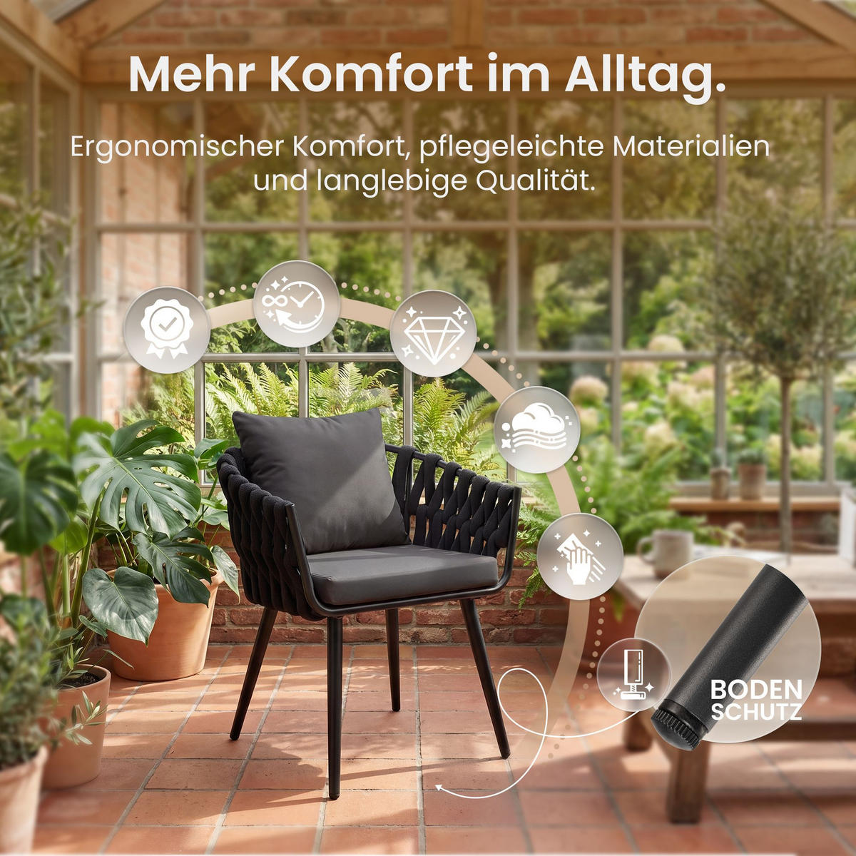 GARTENSTUHL Metall Anthrazit - Anthrazit, Metall (61/77/60cm) - CLP