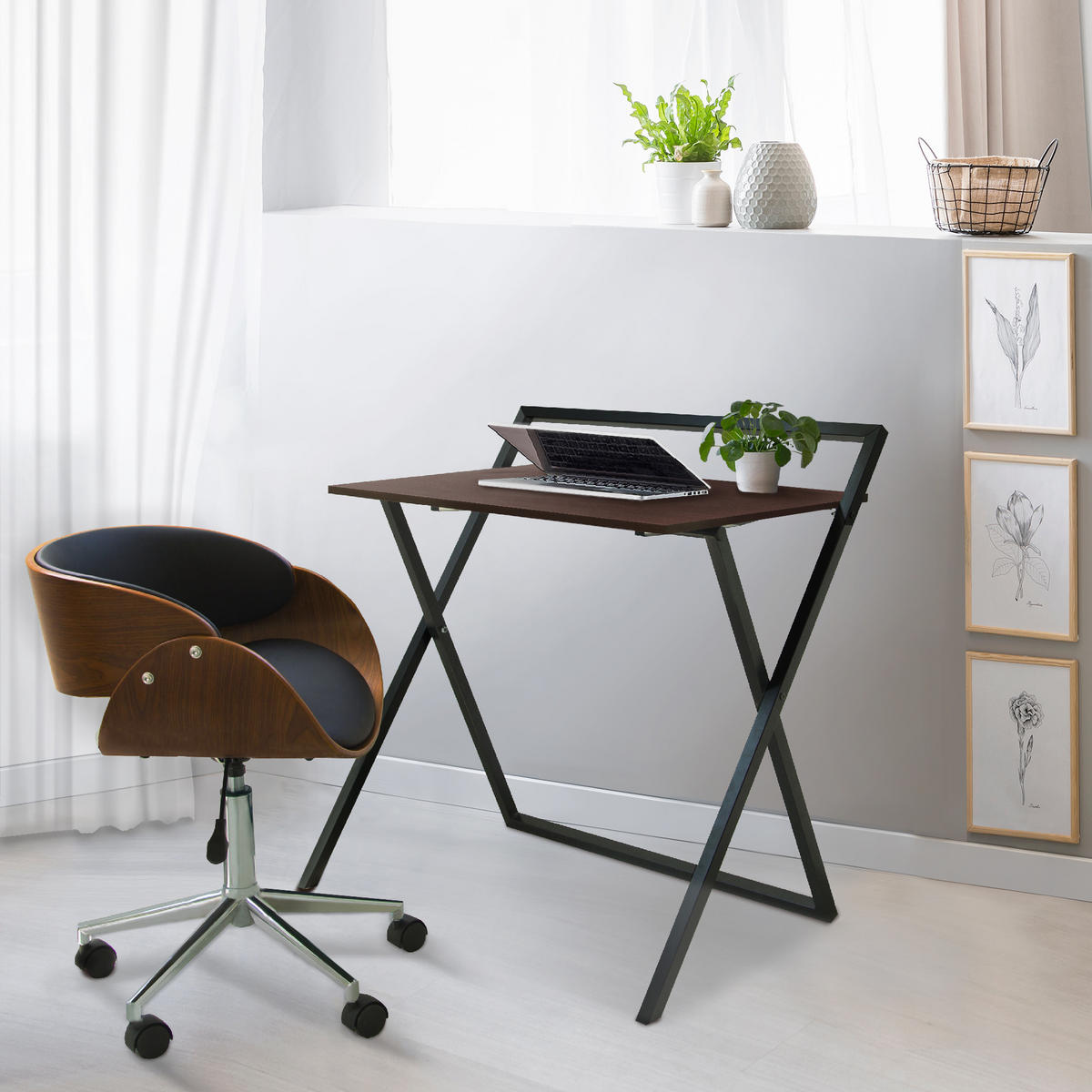 BÜROTISCH Schwarz - Schwarz, Holzwerkstoff (102.9/85.1/102.9cm) - Teamson Home