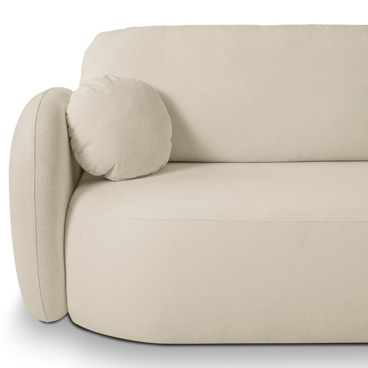 ECKSOFA AMICO R-S Creme Geflochtener Stoff mit Schlaffunktion - Creme, Holz (248/174cm) - MASSENO