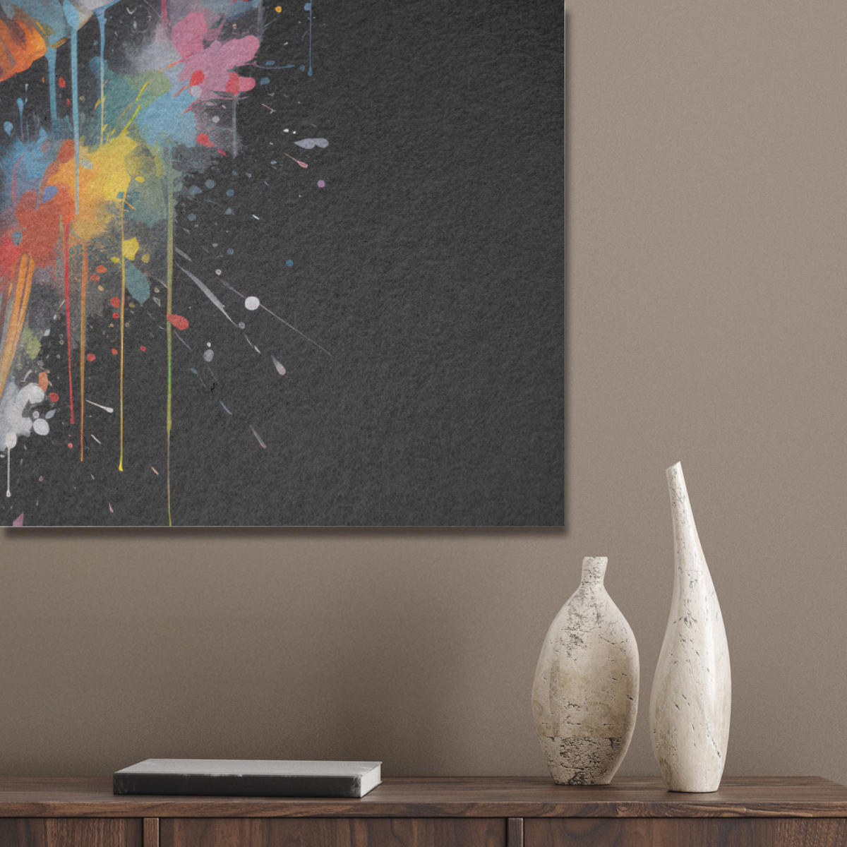 AKUSTIKPANEEL Elefant - Graffiti - Schwarz - Tiere - Farben 100x70 cm - Schwarz, Textil (100/0.9/70cm) - MuchoWow