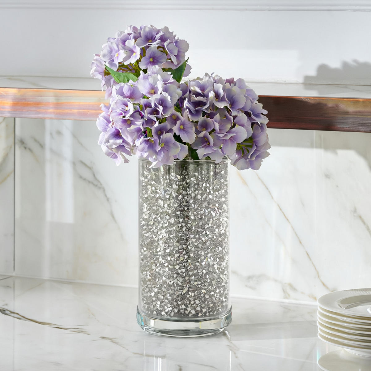 VASE Nantes 24x10 cm - Silberfarben, Glas (24cm) - home&you