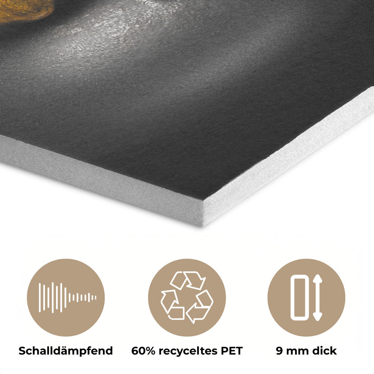AKUSTIKPANEEL Frau - Schwarz - Gold - Gesicht - Lippen 90x90 cm - Goldfarben, Textil (90/0.9/90cm) - MuchoWow