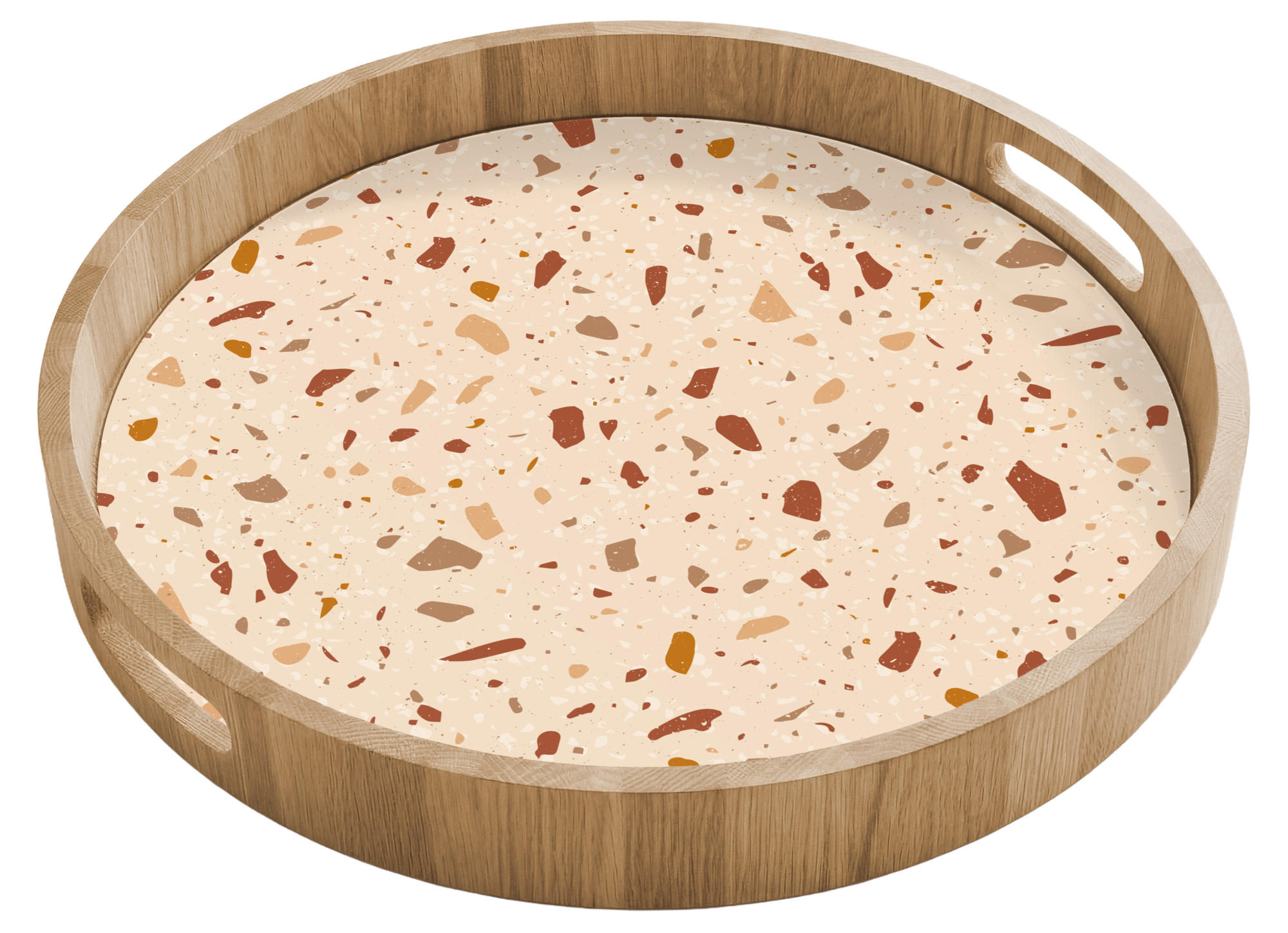 TABLETT Terrazzo - Muster - Bunt - Stein 40x40 cm - Beige, Holz (40/5/5cm) - OnlyWow