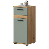 KOMMODE Salbei grün, Eiche Artisan 35 x 79 cm, Badschrank in modernem Design - Salbeigrün/Schwarz, Holzwerkstoff/Kunststoff (35/79/31cm) - Inn.Furn