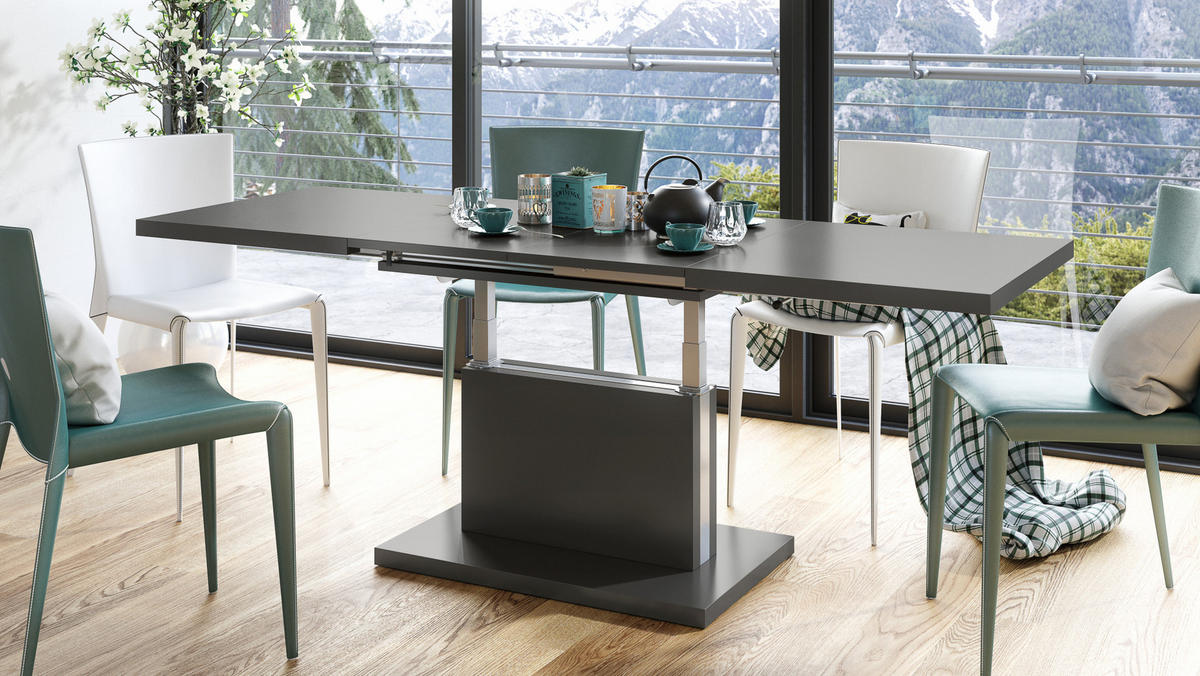 COUCHTISCH rechteckig Anthrazit matt ausziehbar höhenverstellbar - Anthrazit, Holzwerkstoff (80/120/56cm) - designimpex