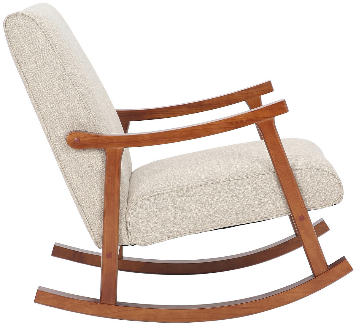 SCHAUKELSTUHL Morello Stoff, Gestell Kautschukhokz Walnuss Creme - Walnussfarben/Creme, Holz/Textil (67/82/92cm) - TPFLiving