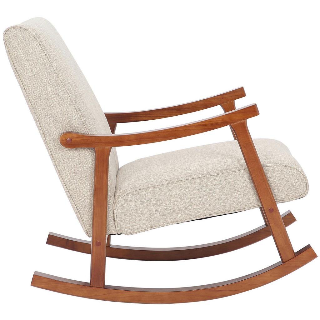 Thumbnail - TPFLiving Schaukelstuhl, Creme, Walnuss, Textil, 67x82x92 cm, Wohnzimmer, Sessel, Schaukelstühle