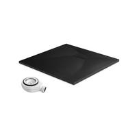 DUSCHWANNE inkl. Ablaufgarnitur Schwarz 90/90 cm - Schwarz, Naturmaterialien (90/2.6/90cm) - EMKE