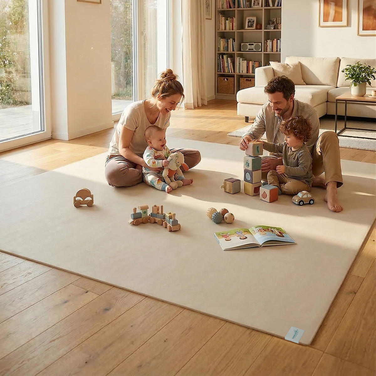 KRABBELMATTE XXL rutschfest und made in Germany 160x1000cm Sand/Beige - Beige, Textil (160/1000cm) - Sanosoft