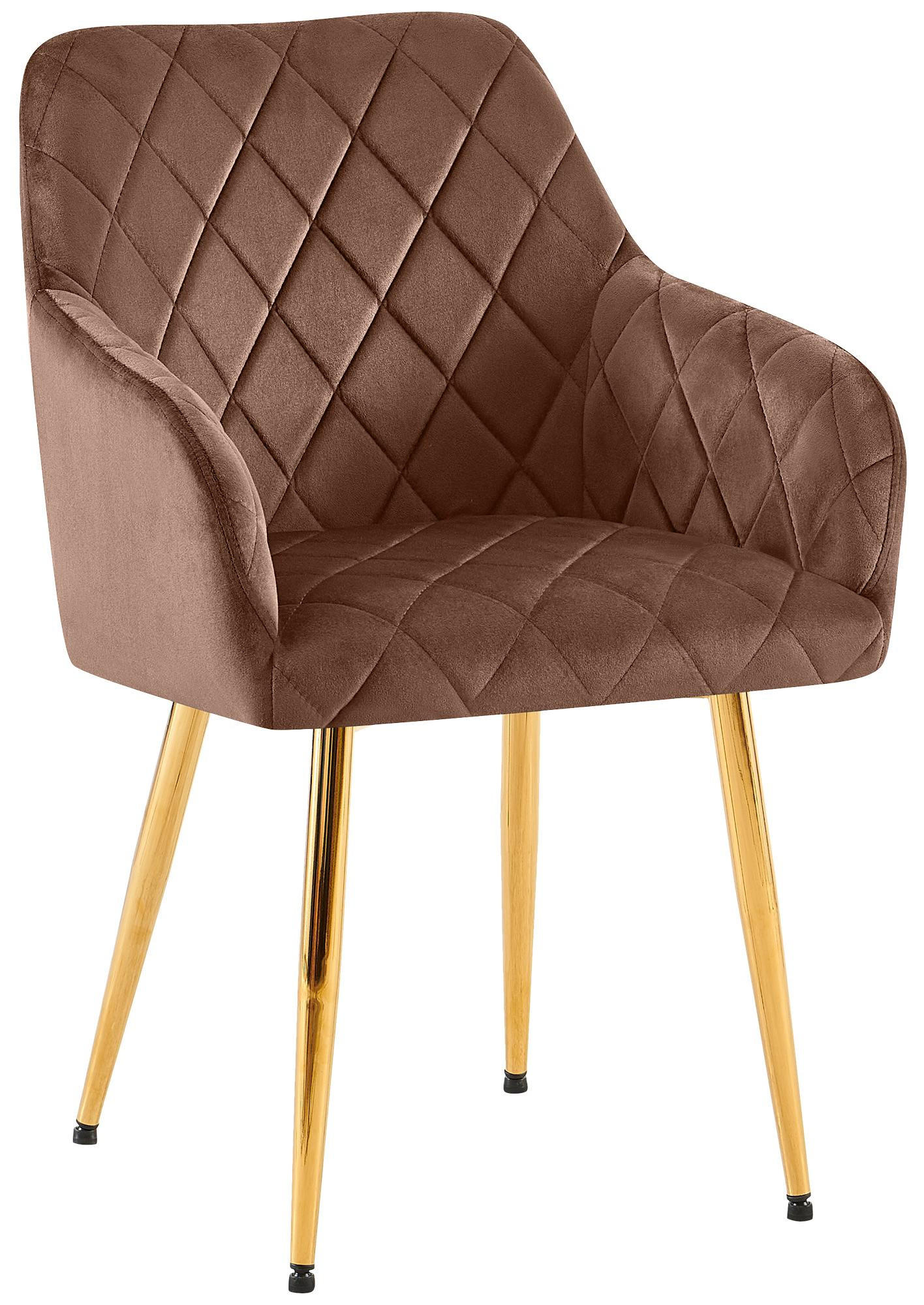 ARMLEHNENSTUHL Samt Braun - Braun, Textil (53/83/61cm) - CLP