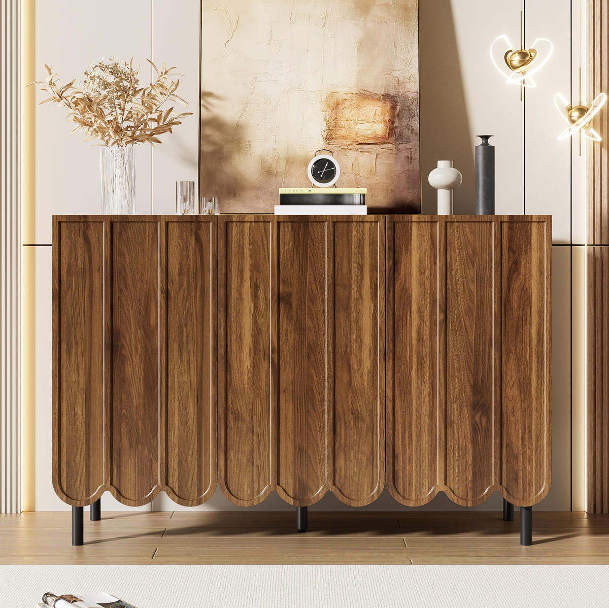 KOMMODE aus MDF 120x35x80cm in Walnuss mit Rebound-System - Walnussfarben, Holzwerkstoff (120/80/35cm) - Modfu