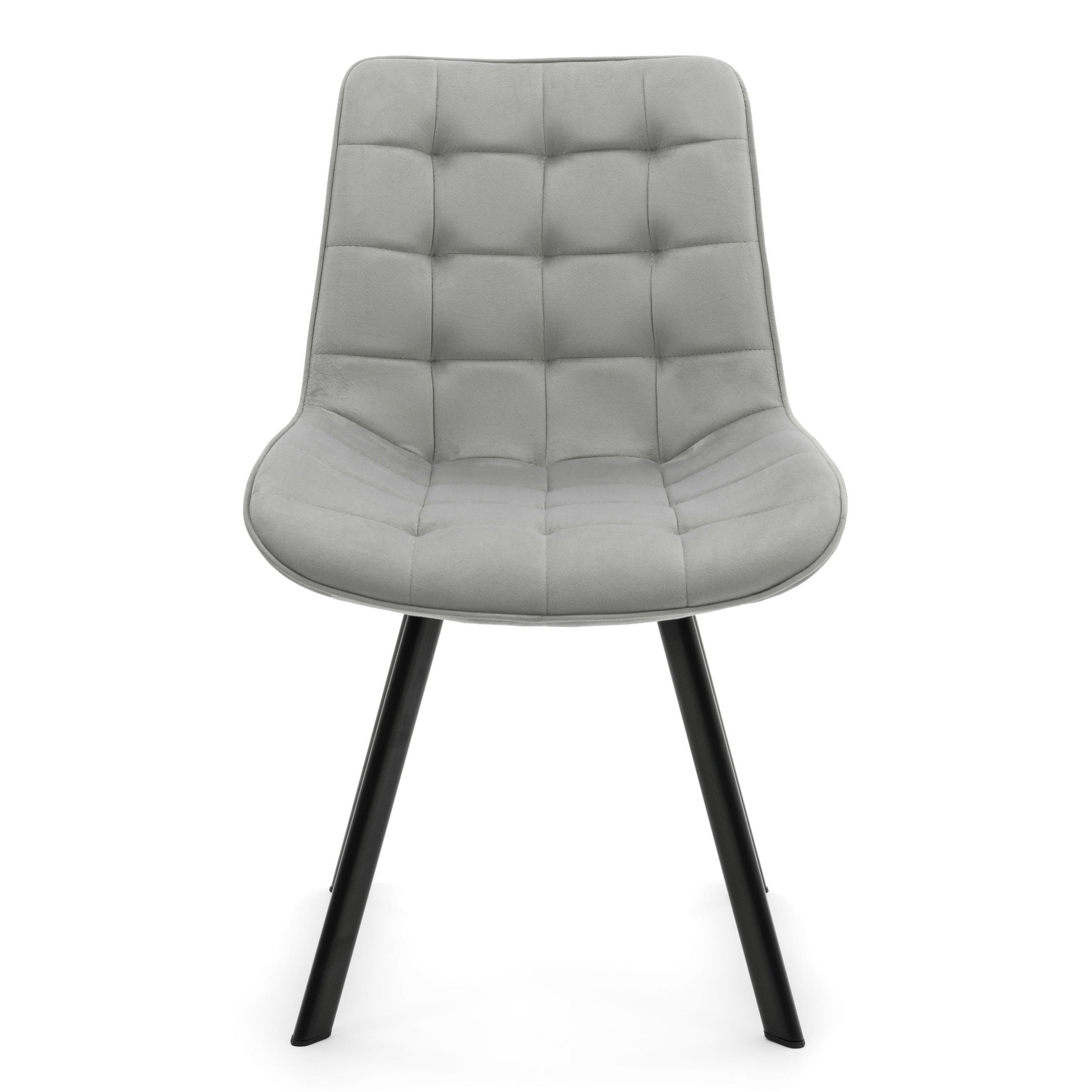 STUHL TORI gepolsterter mit Steppung - hellgrau - Samt Velour - Hellgrau/Schwarz, Textil/Metall (53/86/60cm) - NEW HOME