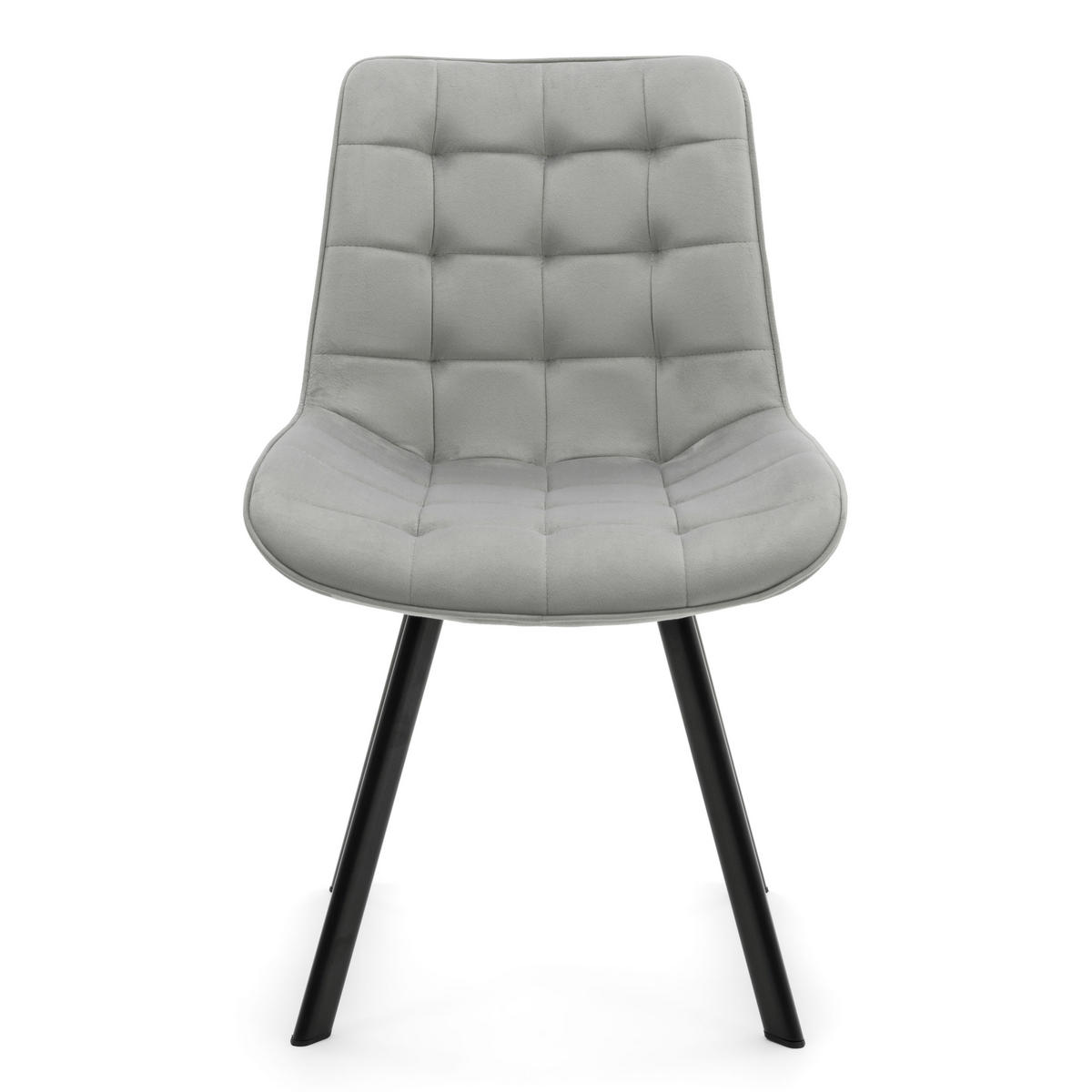 STUHL TORI gepolsterter mit Steppung - hellgrau - Samt Velour - Hellgrau/Schwarz, Textil/Metall (53/86/60cm) - NEW HOME