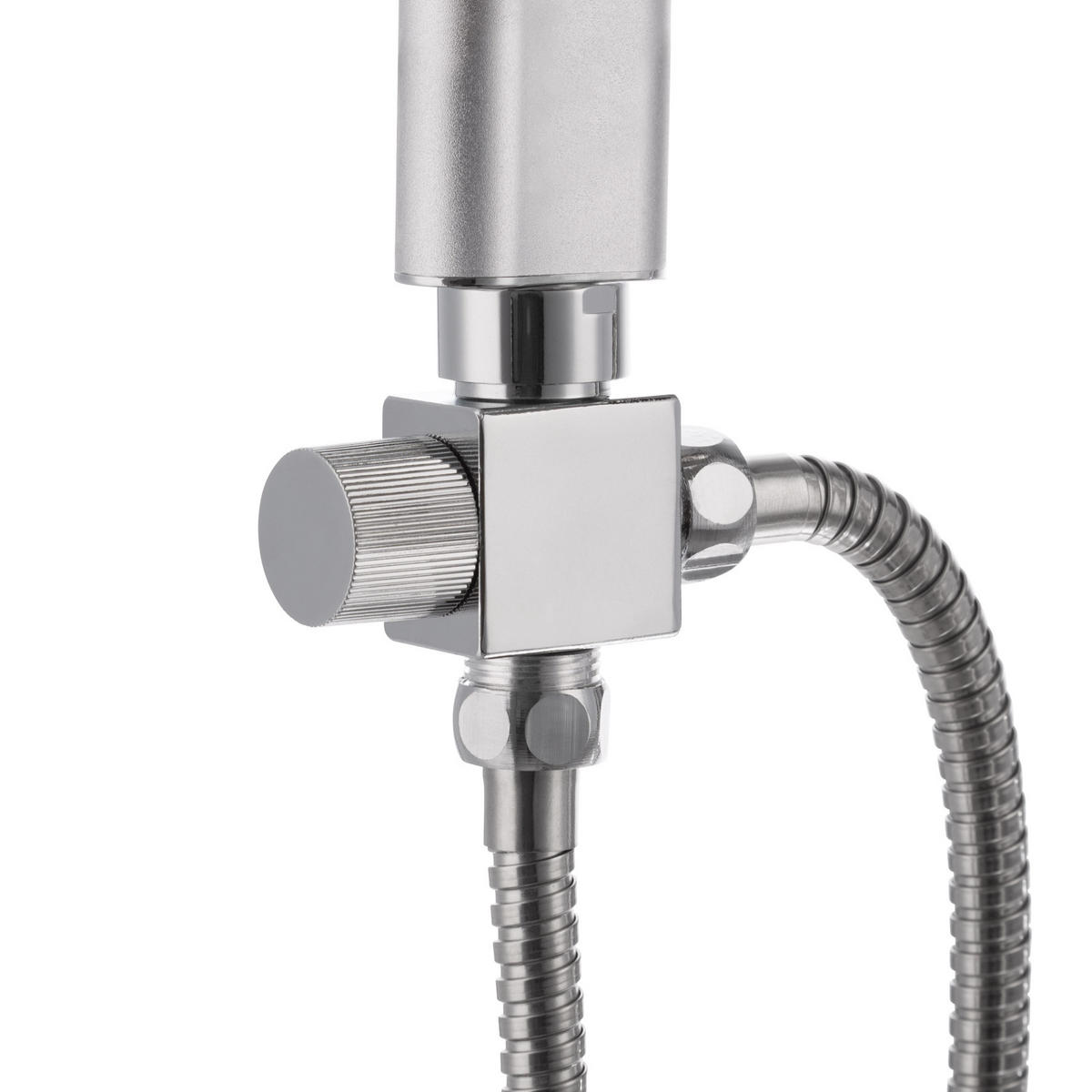 ÜBERKOPFBRAUSESET Antikalk-Technik grau - Grau, Metall (20/110/49cm) - tectake