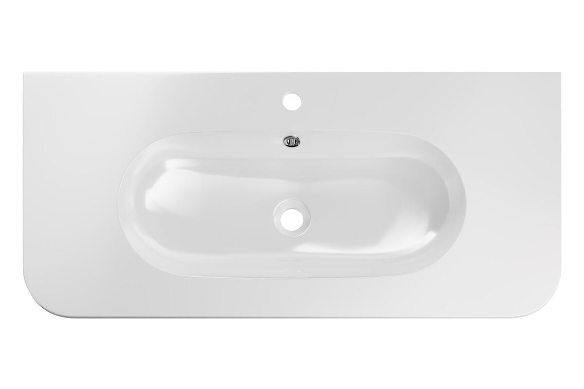 WASCHTISCHKOMBI 100 cm 2 Teile - Ovalia Cremona O BM406 in Cremona-Eiche - Eichefarben/Weiß Hochglanz, Holz/Keramik (100/52/46cm)