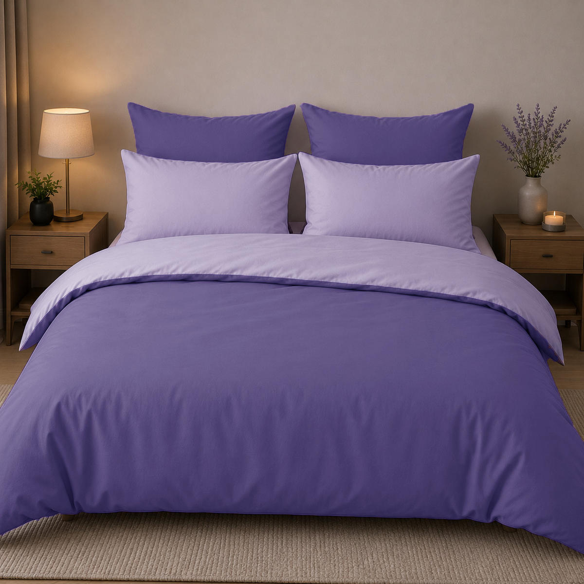 WENDEBETTWÄSCHE 5-teilig 200/200cm LILA-LIGHTLILA - Lila, Textil (200/200cm) - ROLFNERS
