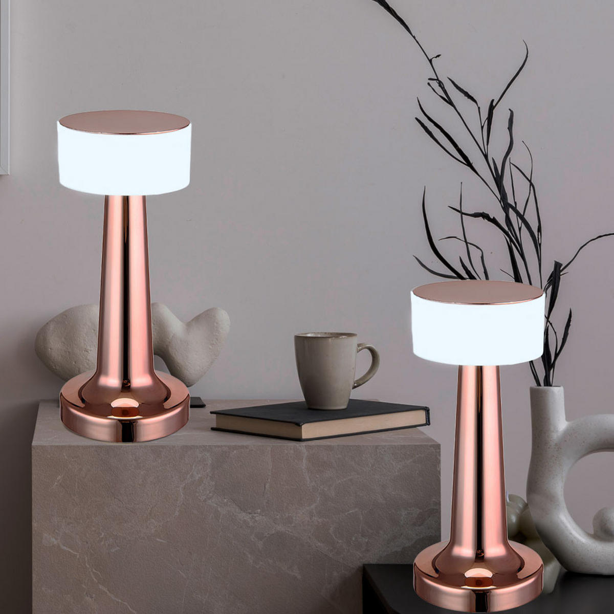 LED TISCHLEUCHTE Angelika Kupfer - Kupferfarben, Kunststoff (9.5/9.5/21.5cm) - Globo Lighting