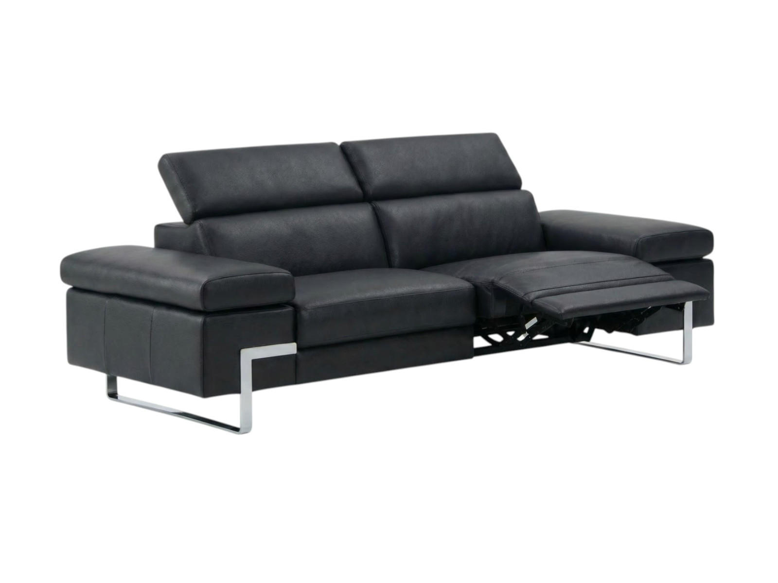 2-SITZER Sofa Opera Echtleder mit 1 x Relaxfunktion Schwarz - Schwarz, Leder/Metall (195/75/109cm)
