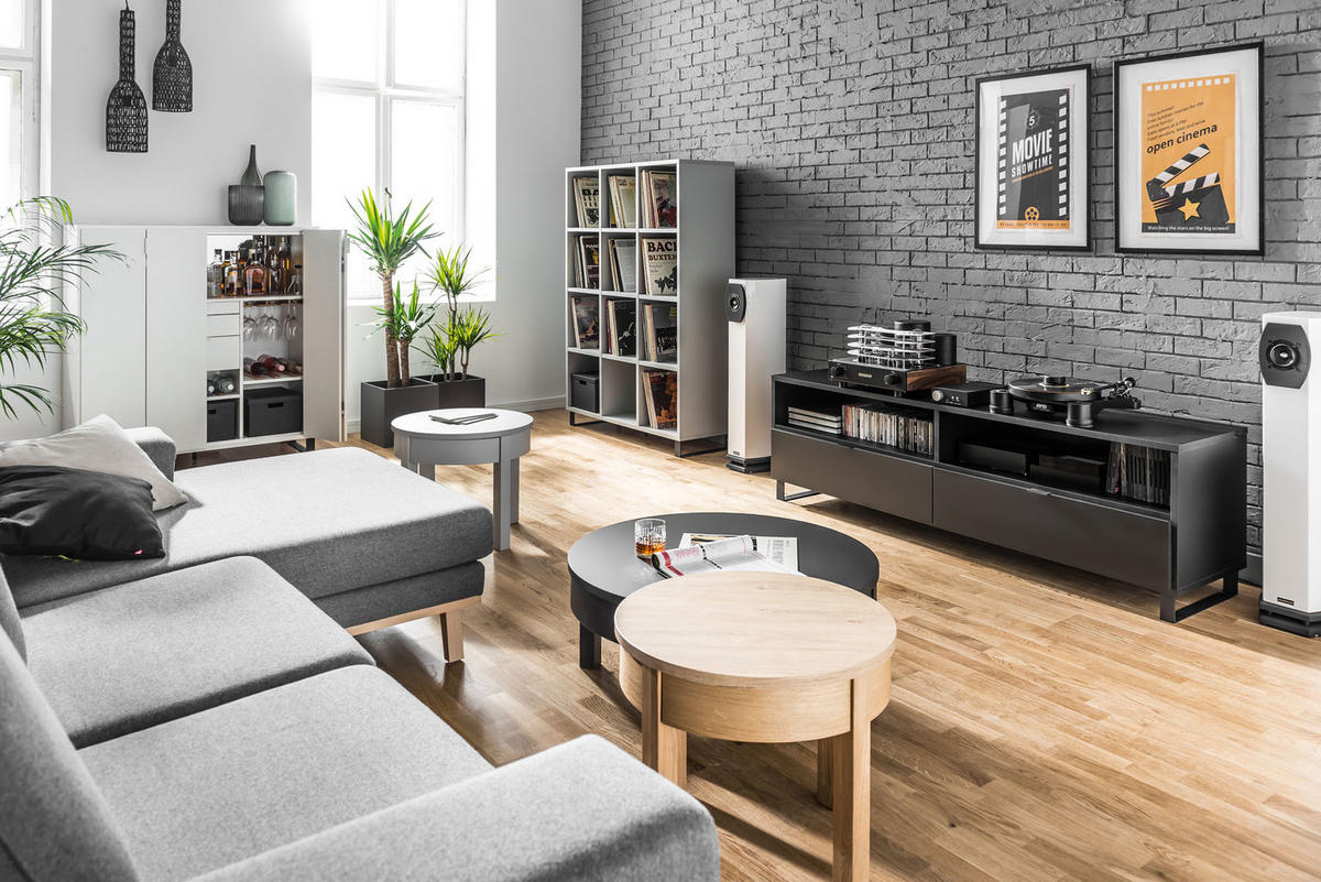 COUCHTISCH rund Buche massiv - Grau, Holzwerkstoff (54/54/45cm) - Vox Möbel