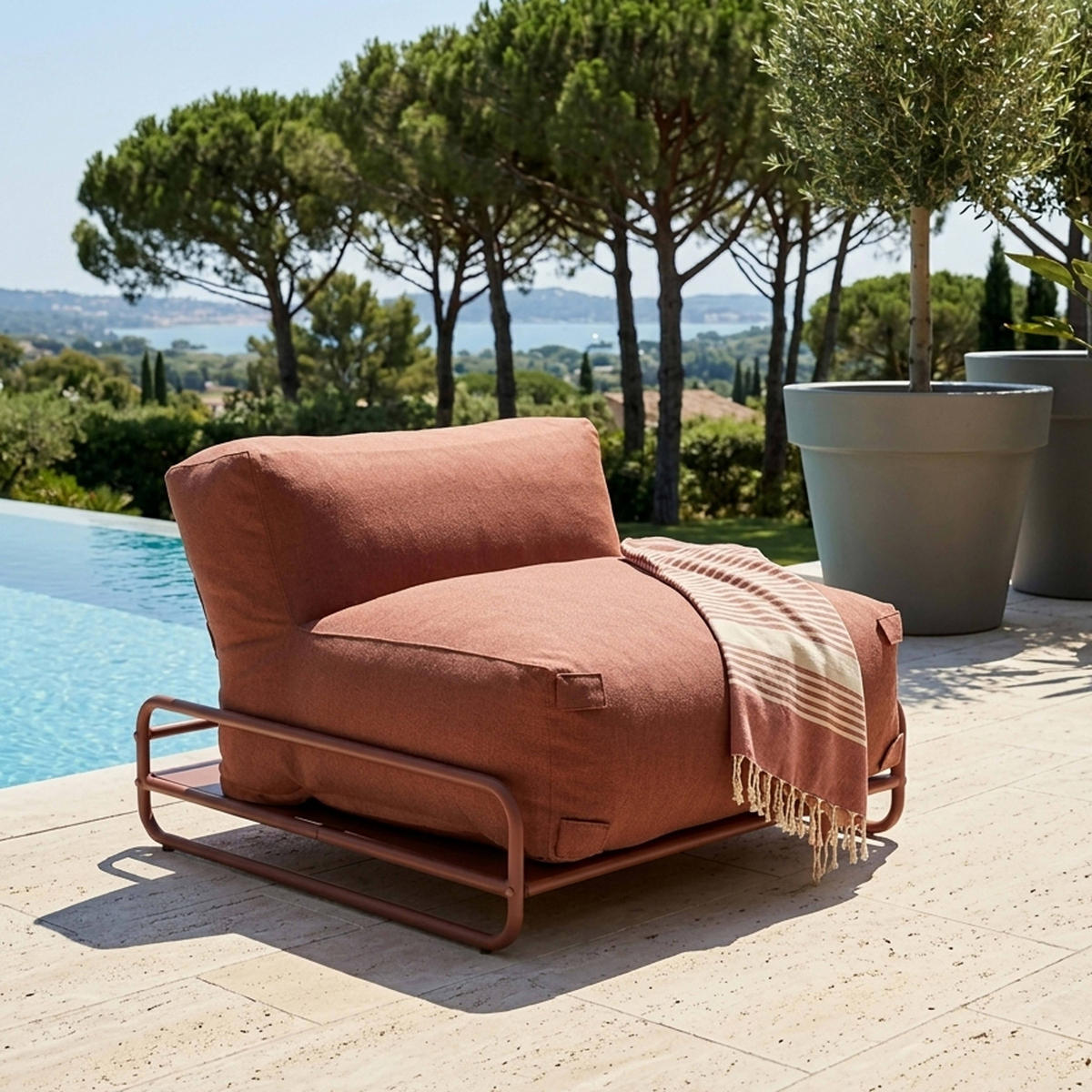 LOUNGESESSEL, terrakotta - Braun, Textil (97/77/97cm) - Oviala