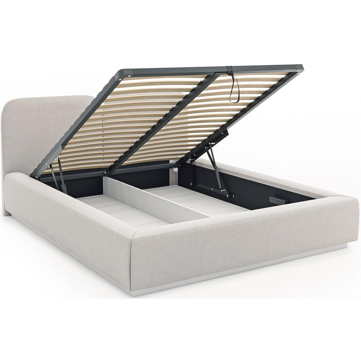 POLSTERBETT Comoves 180x200 Greige mit Veloursbezug und Bettkasten - Taupe, Textil (180/200cm) - Selsey