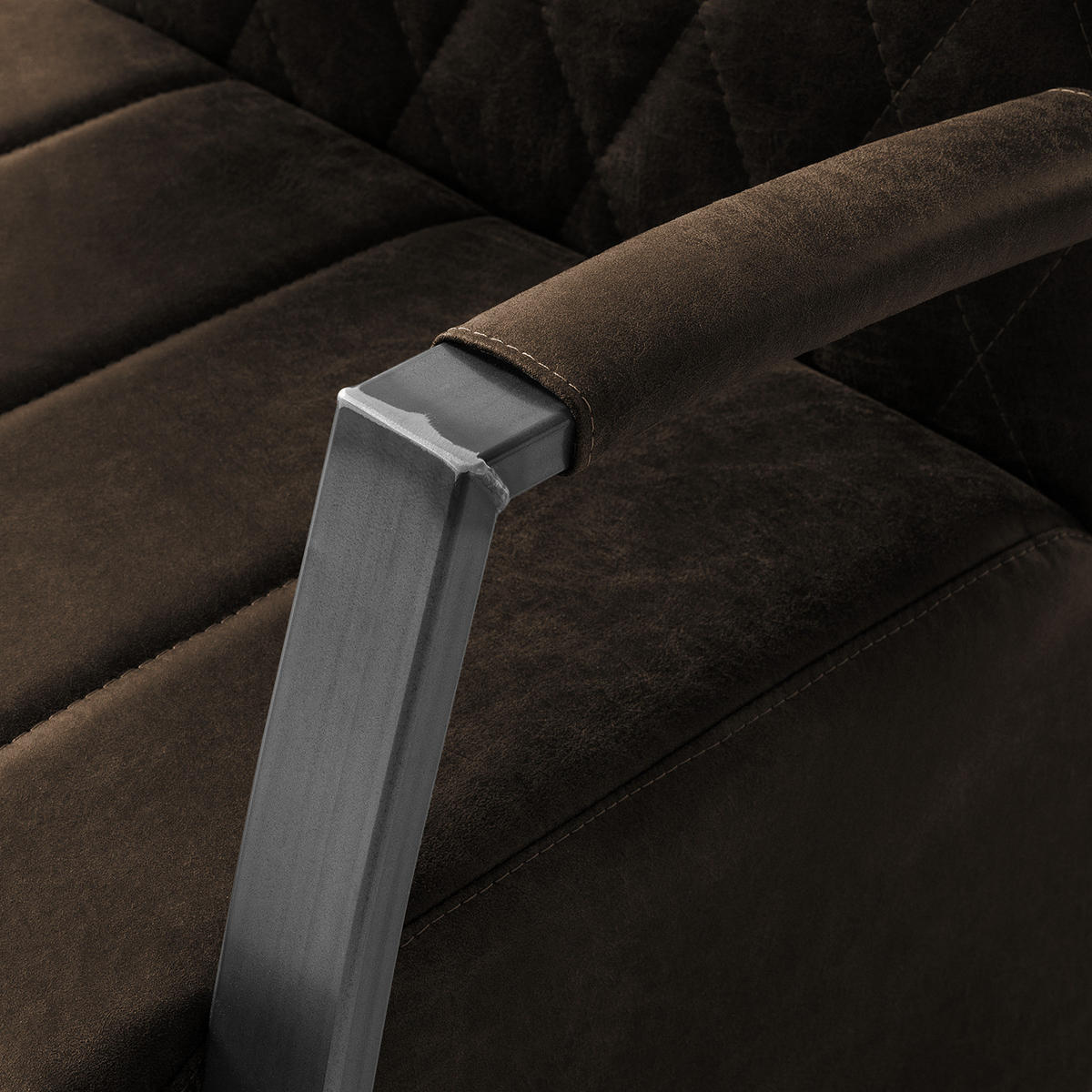 SESSEL - Antiklederlook - Graubraun, Textil (63/83/83cm) - home24