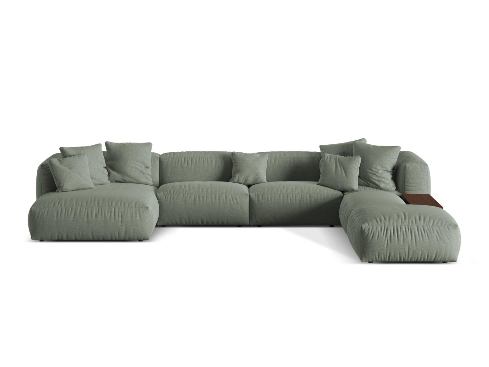 PANORAMASOFA modular rechts Martina aus strukturiertem Stoff moosgrün 5 Sitzplätze - Salbeigrün, Textil (406/75/280cm) - Micadoni