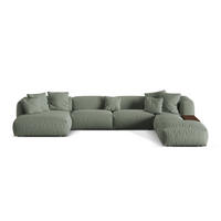 PANORAMASOFA modular rechts Martina aus strukturiertem Stoff moosgrün 5 Sitzplätze - Salbeigrün, Textil (406/75/280cm) - Micadoni