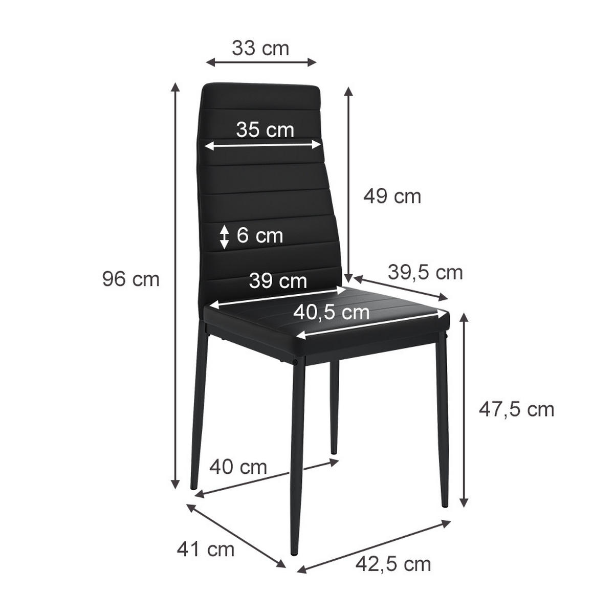 ESSZIMMERSTUHL Grand Schwarz 42.5 x 48 cm 4er Set - Schwarz, Kunststoff (42.5/96/48cm) - Vicco
