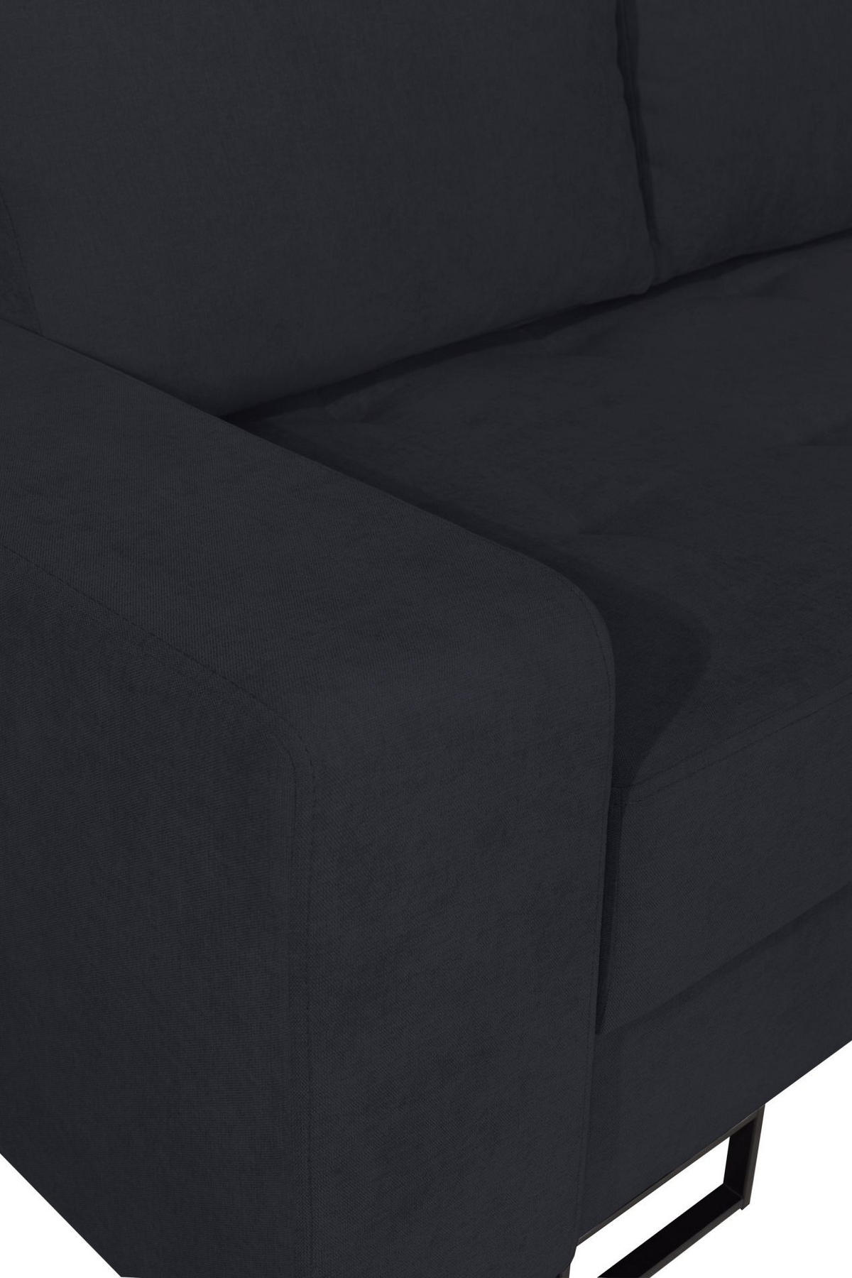ECKSOFA Larelle Graphit Chenille 245 cm - Schwarz, Textil/Metall (200/245cm) - Selsey