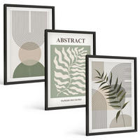 BILDER SET 3er Set - 40x60 cm Schwarzer Rahmen - Botanische Boho-Abstraktionen - Schwarz, Kunststoff (40/60cm) - TULUP
