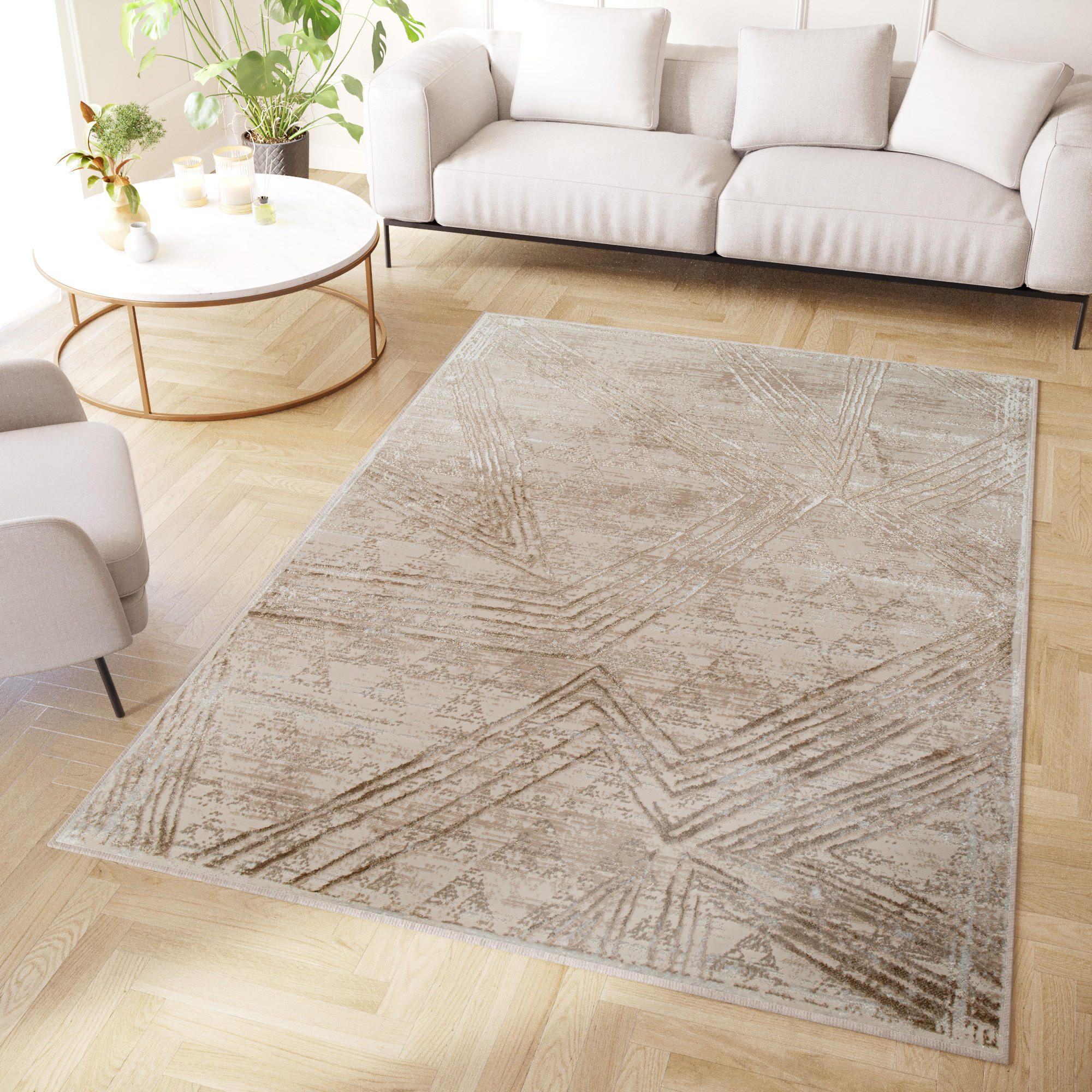 TEPPICH CRYSTAL Creme 180/250 cm - Creme, Textil (180/250cm) - Tapiso