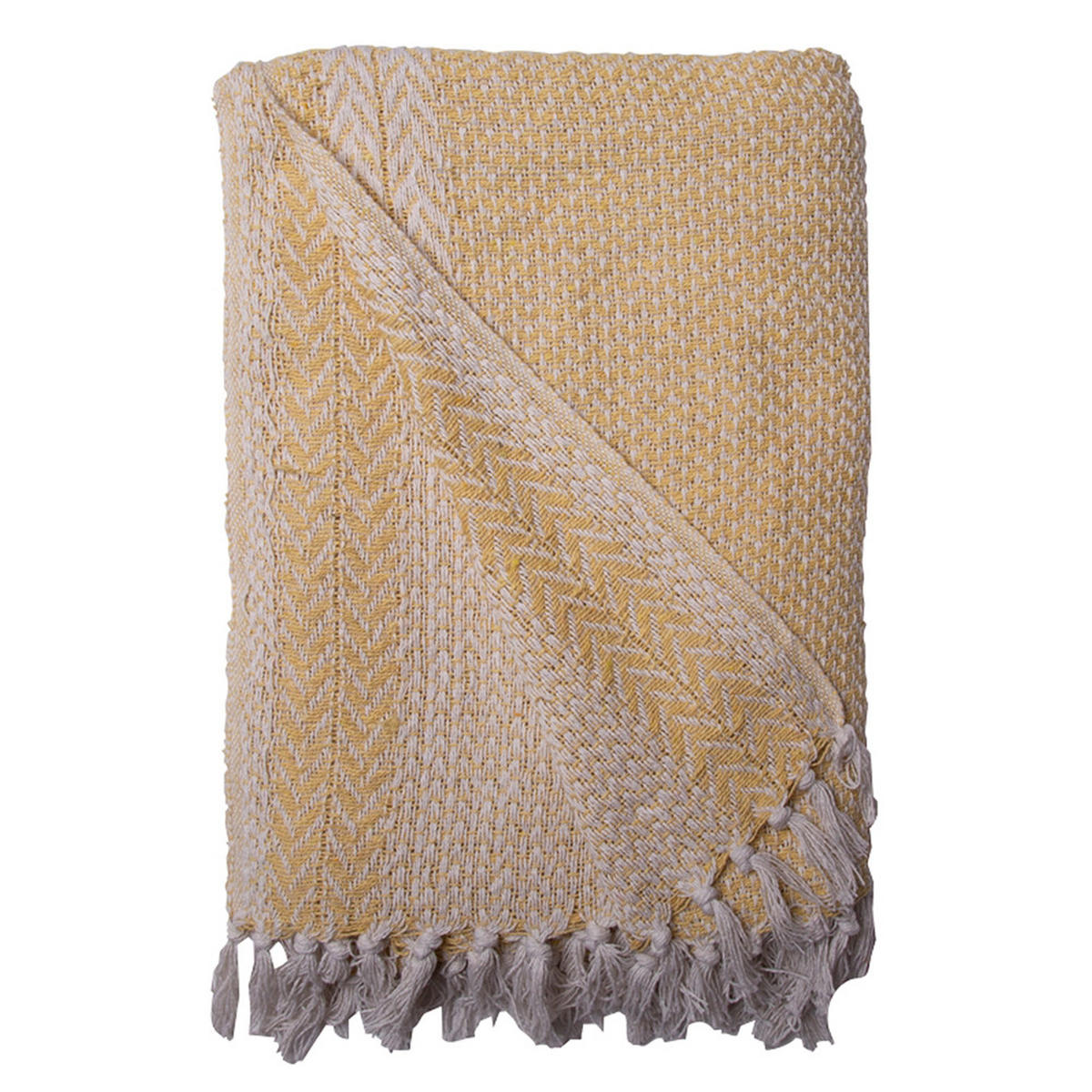 DECKE Agatha 130x180 cm, 100% Baumwolle, Gelb - Gelb, Textil (130/180cm) - Au Maison