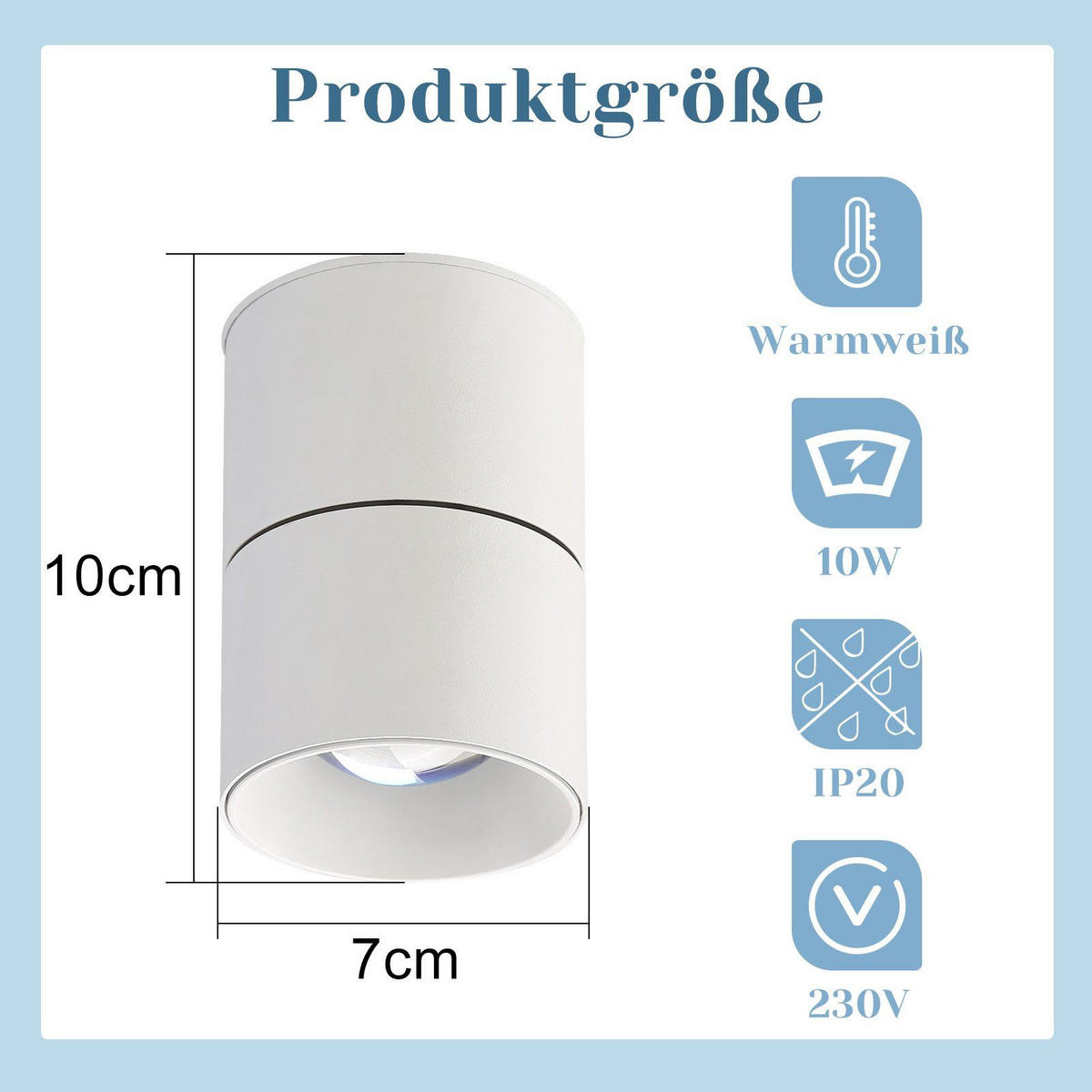 LED-DECKENLEUCHTE Lisa 10/7/10 cm - Weiß, Metall (10/7/10cm) - Nettlife
