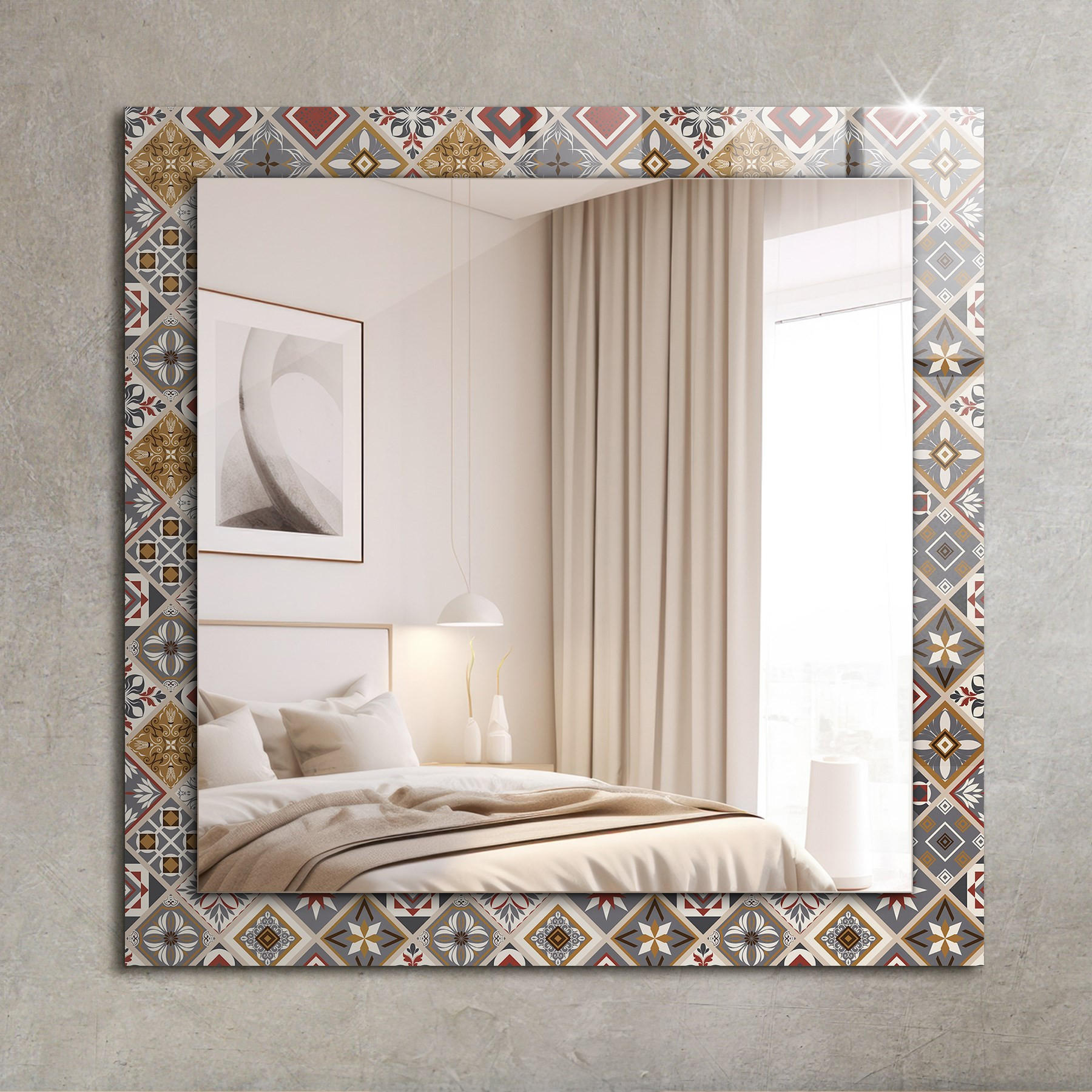 SPIEGEL 60 x 60 cm Rechteckig mit Aufdruck - Multicolor/Braun, Glas (60/60/0.4cm) - TULUP