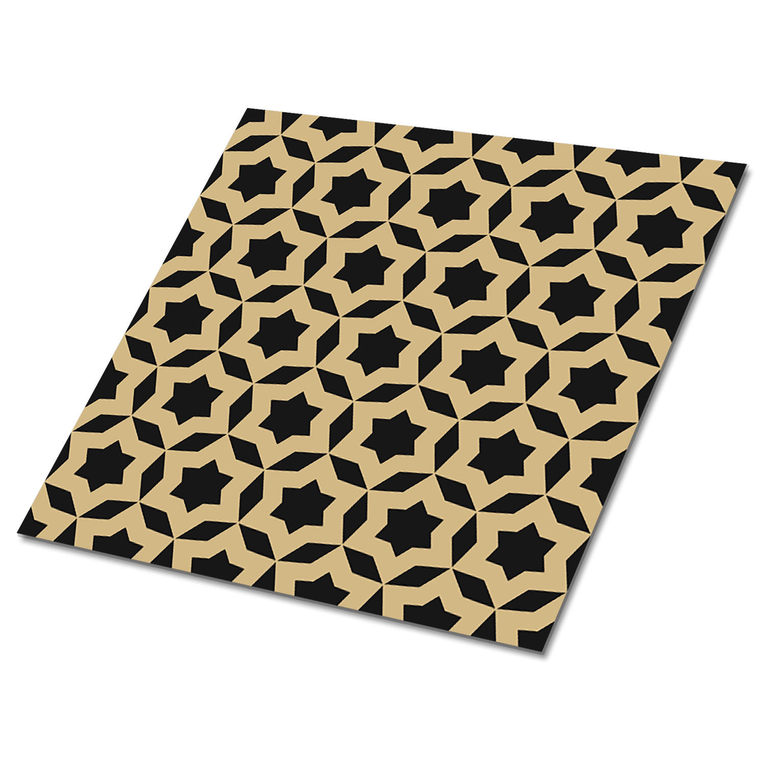 FLIESENAUFKLEBER 9 Stück 30x30 cm selbstklebend Geometrische Sterne - Schwarz, Textil (30/1.6/30cm) - TULUP