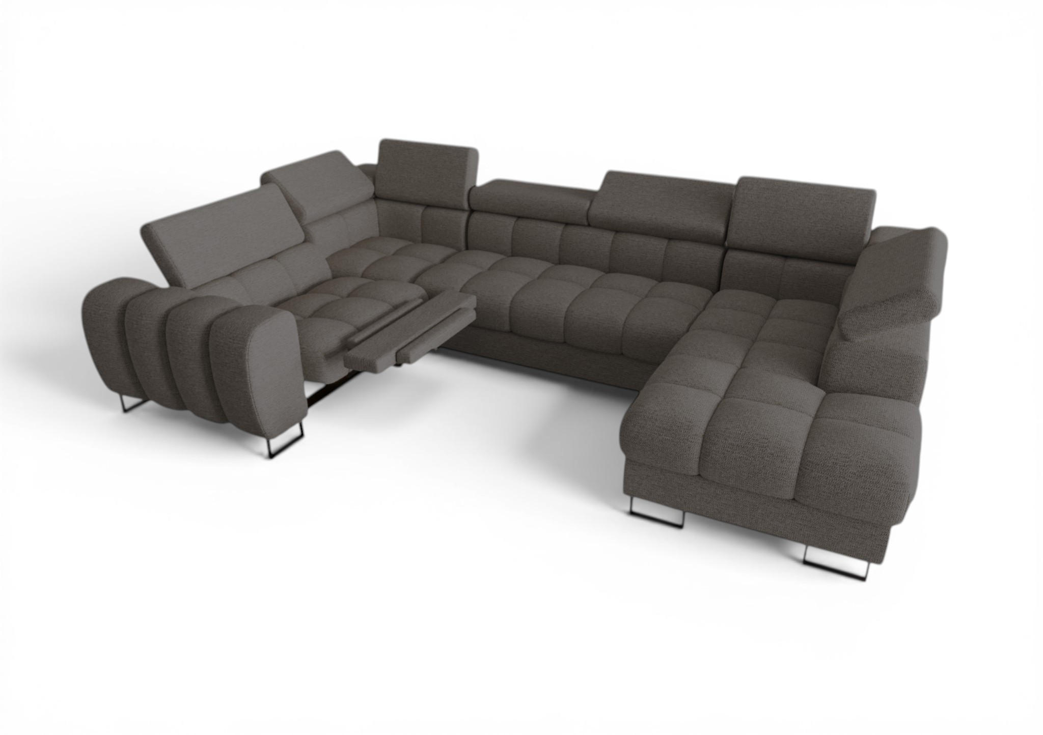 WOHNLANDSCHAFT Bastien Relax - Dunkelgrau, Holzwerkstoff/Textil (350/95/198cm) - Fun Möbel
