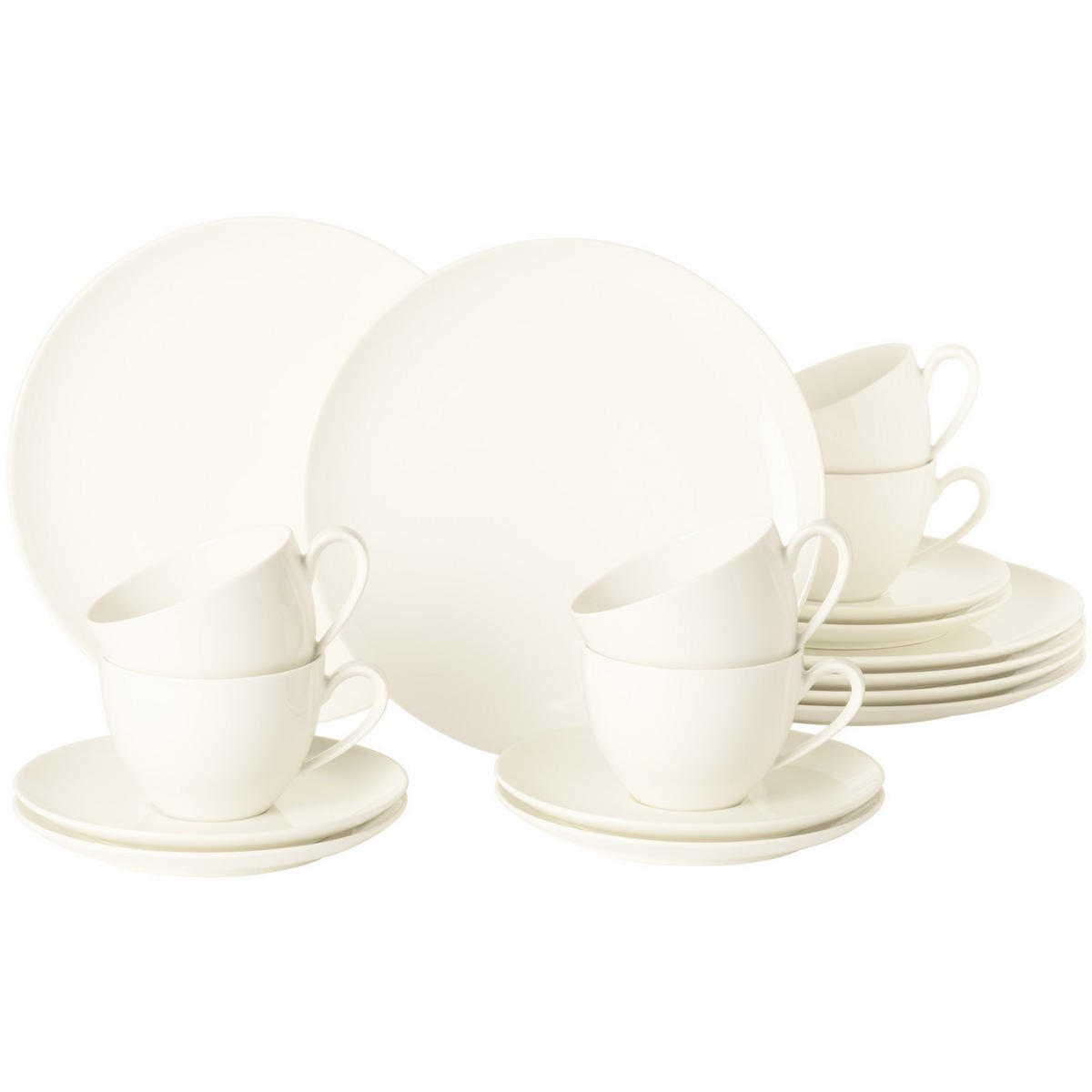 KAFFEESERVICE Savona Fine Diamond creme 18er Set - Creme, Keramik (24/18.1/43cm) - Seltmann Weiden