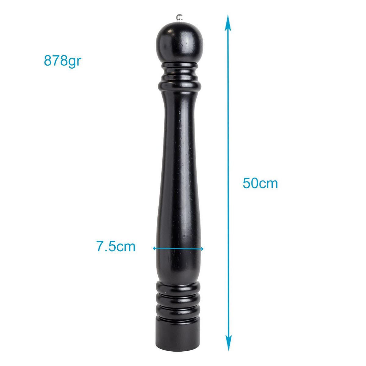 PFEFFERMÜHLE Keramik Mahlwerk aus Holz 50 cm Höhe - Schwarz, Holz (7.5/50/7.5cm) - Intirilife