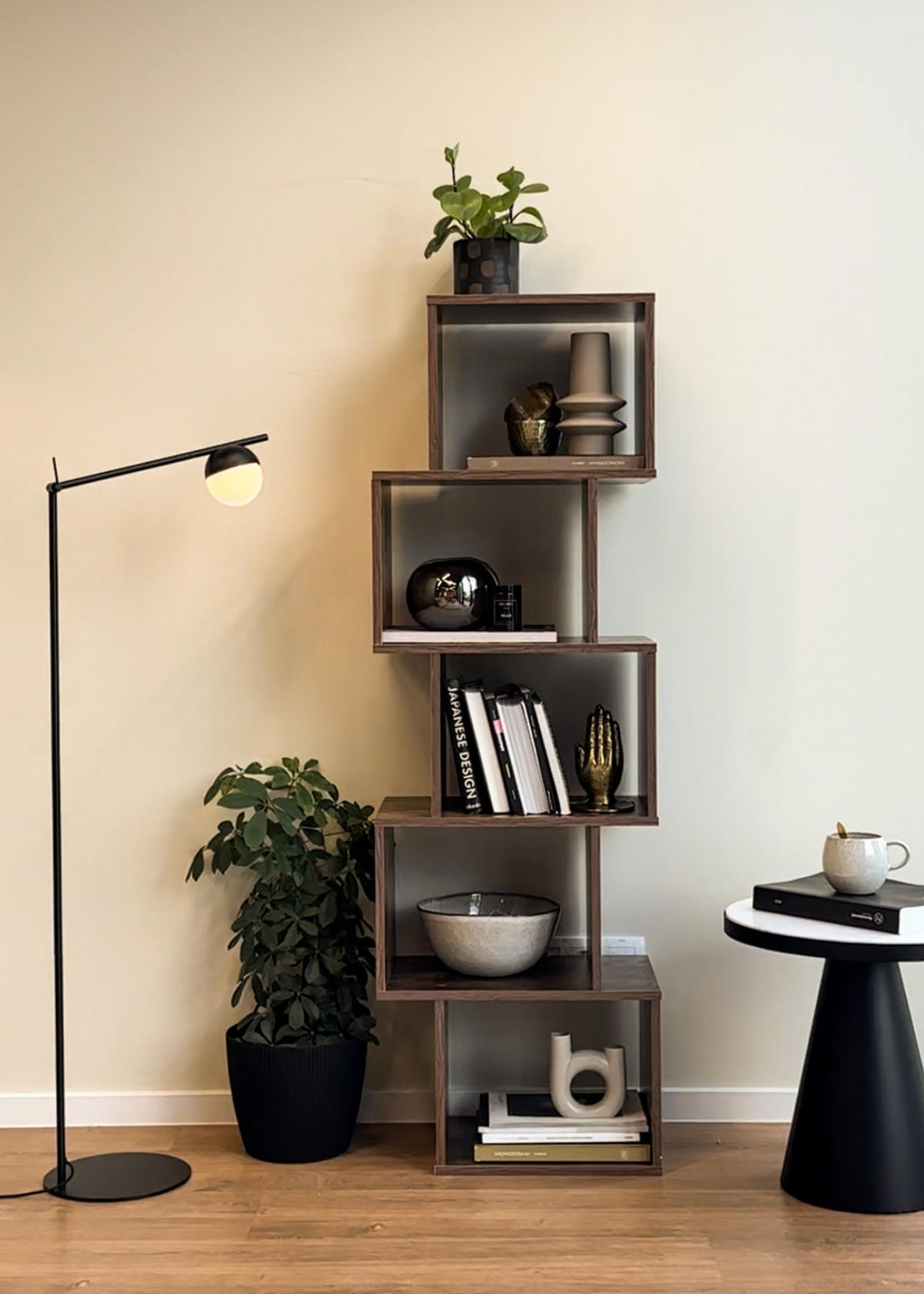 STANDREGAL Kaliopsi mit 5 Regalfächern, dunkle Holzoptik - Dunkelbraun, Holzwerkstoff (49/151/30cm) - Selsey