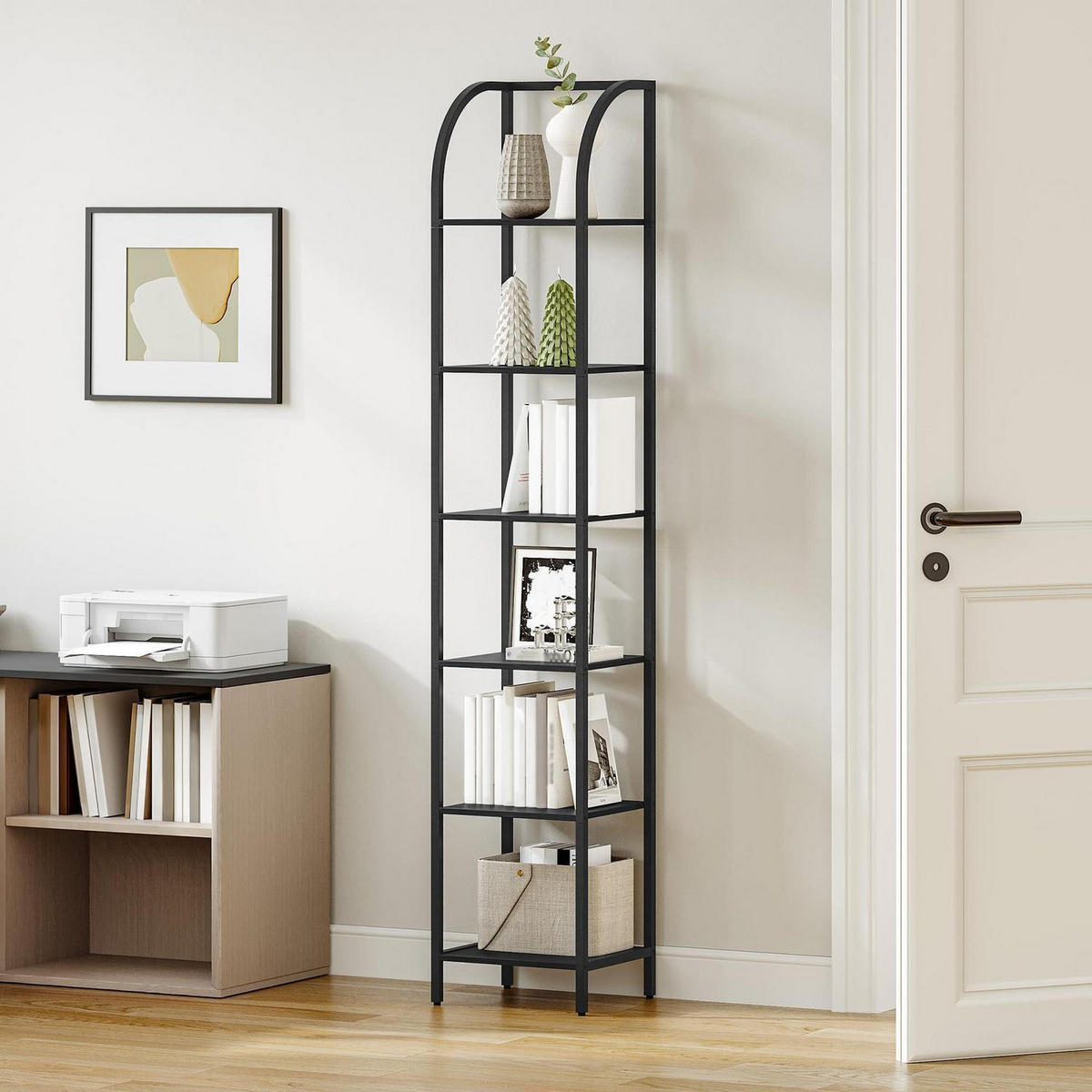 BÜCHERREGAL 6 Ebenen Metallrahmen Schwarz 30 x 33,6 x 182,5 cm - Schwarz, Metall (33.6/182.5/30cm)