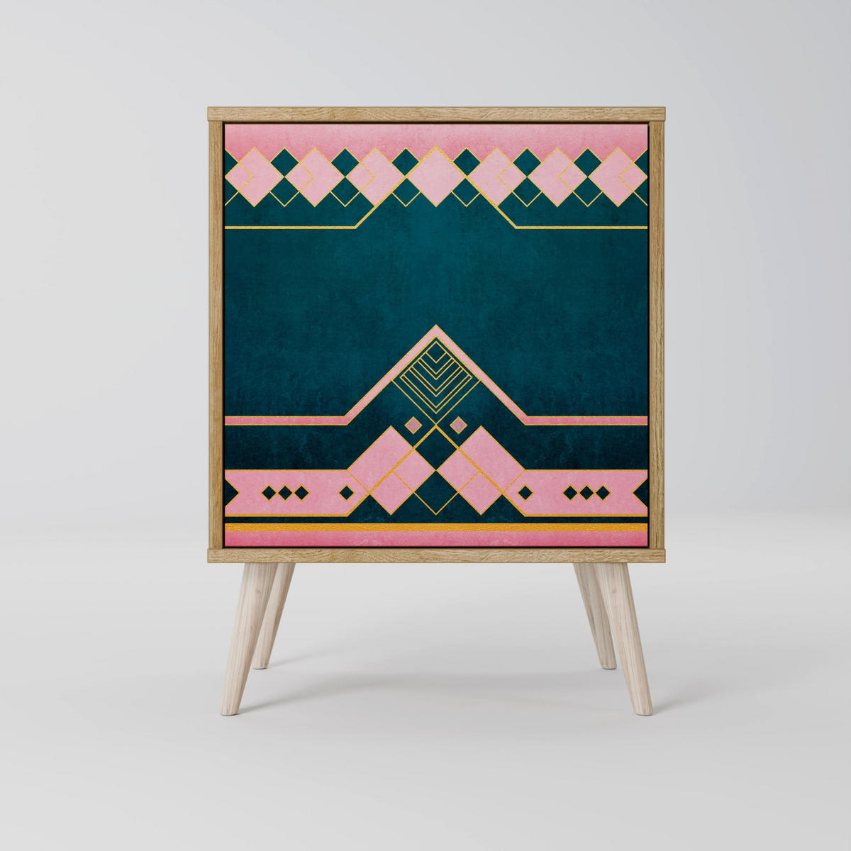 SIDEBOARD ROYAL COMPOSITION, Grau, 57,5x42x72,5 cm, Schwarze Metallfüße - Multicolor/Schwarz, Holzwerkstoff/Metall (57.5/72.5/42cm) - SpaceRebels