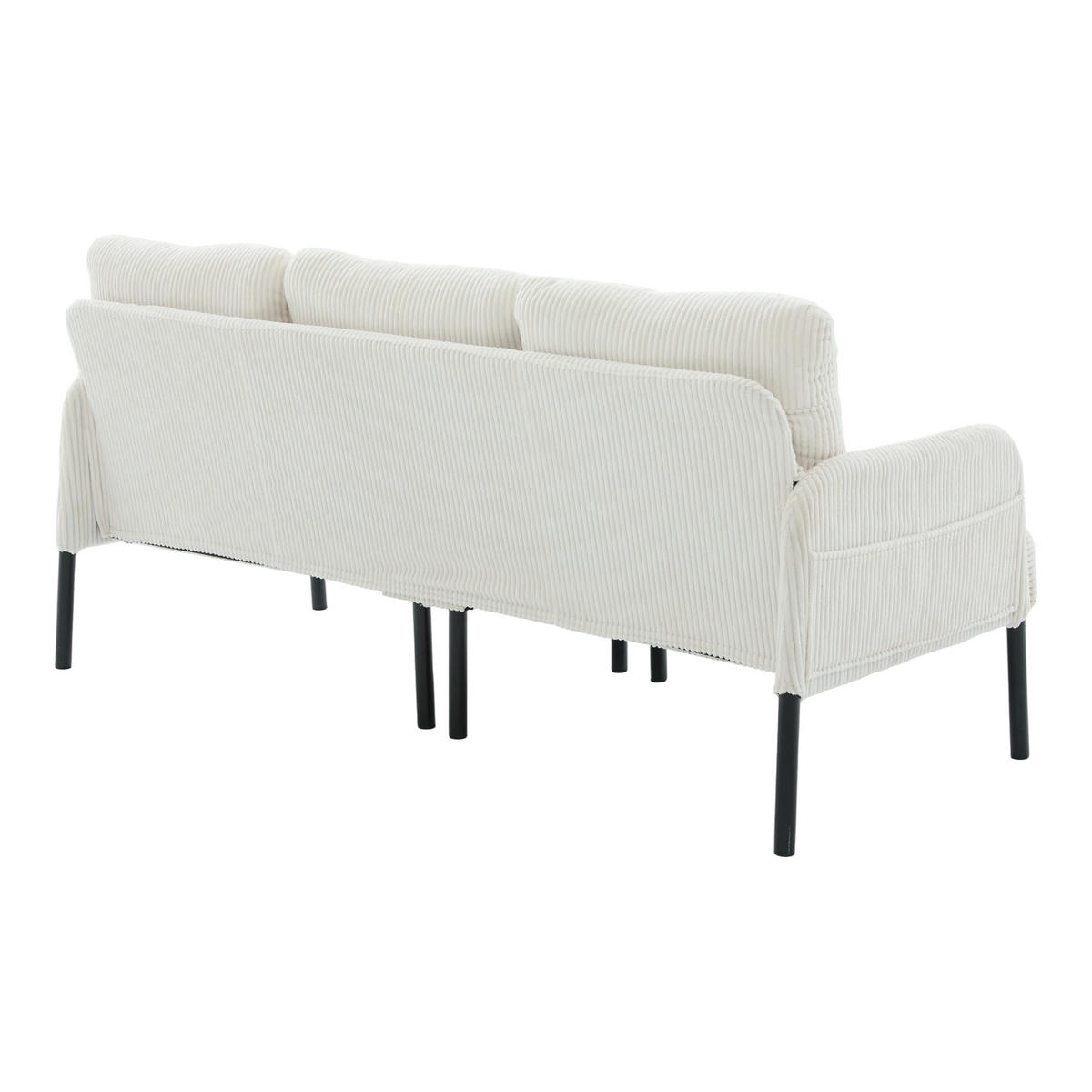 3-SITZER Sofa mit Seitentaschen, Metallgestell & Leinenstoff, 171cm, Beige - Beige/Schwarz, Textil/Metall (171/80/72cm) - LVHOM